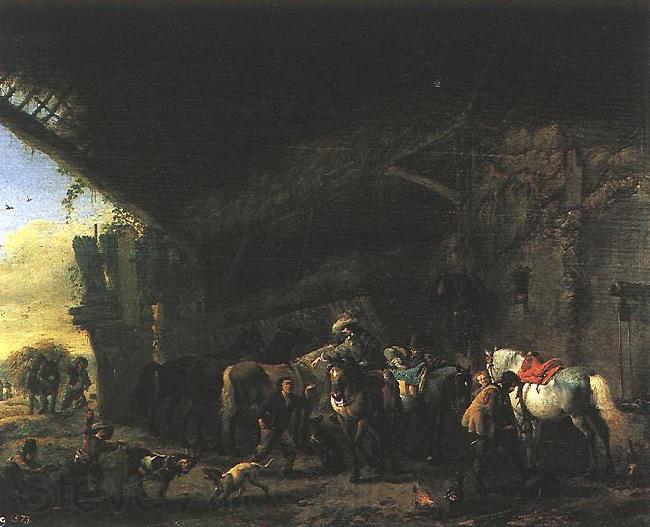 WOUWERMAN, Philips Scene in front of an Inn wet France oil painting art